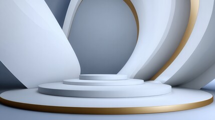 Poster - A white and gold sculpture of a spiral