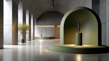 Aufkleber - A large room with a green dome and a green pedestal