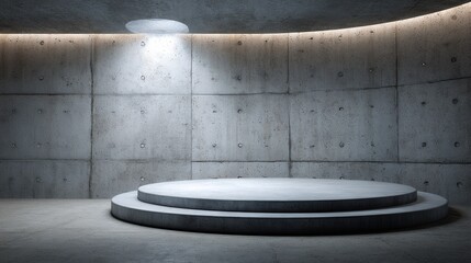 Poster - A large empty concrete room with a light shining on it