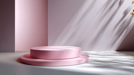 Poster - A pink stage with a shadow on it