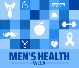 Wall Mural - men's health week geometric shape pattern background banner or poster design template. observed ever