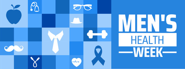 Wall Mural - men's health week geometric shape pattern background banner or poster design template. observed ever