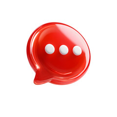 Aufkleber - Vibrant red 3D speech bubble icon with white ellipsis representing a digital user interface or communication concept