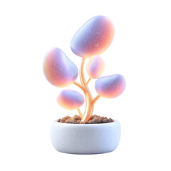 Aufkleber - A surreal pastel colored seedling with a mesmerizing glow nestled in a minimalist white pot against a clean background showcasing the natural beauty and delicate texture of this whimsical