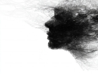 Wall Mural - ai neural network shadow silhouette, black and white, simple illustration, isolated