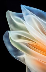Wall Mural - Abstract blue fabric waves flowing in the dark