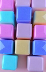 Wall Mural - A vibrant array of 3D cubes in a spectrum of colors