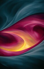 Wall Mural - Abstract digital painting with vibrant shades of red, pink, and yellow blending into a dark background
