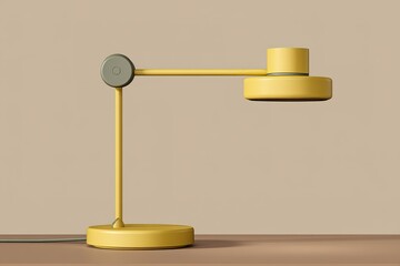 Wall Mural - modern yellow desk lamp showcasing minimalist design with a sleek shape and a neutral background to 