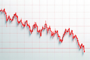 Poster - Red financial chart showing a downward trend on a white background.