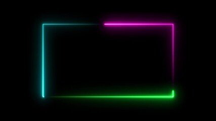 Wall Mural - glowing neon line rectangle animation and loading icon background in retro style. neon line glowing 