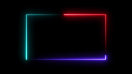 Wall Mural - glowing neon line rectangle animation and loading icon background in retro style. neon line glowing 