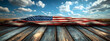 © Selvam - American flag draped on rustic wooden planks, creating a patriotic backdrop ideal for memorial day or independence day themed designs. : Generative AI