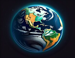 the planet earth as seen from space the scene is isolated on a black background