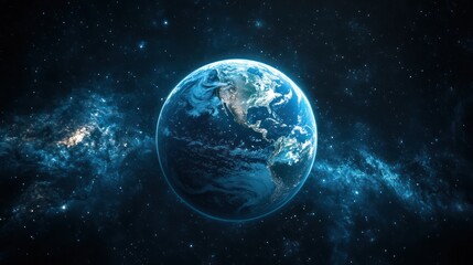 Wall Mural - Earth, space, cosmos, galaxy, nebula, background, planet, blue, floating, globe, educational