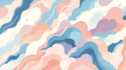 Wall Mural - pastel dreamscape: an abstract watercolor illustration of serene clouds