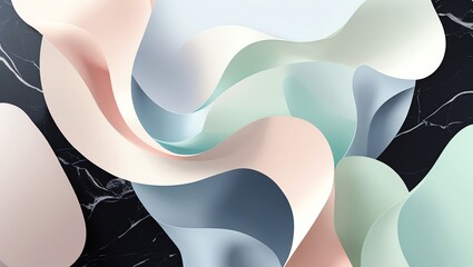 Wall Mural - abstract pastel swirls on marble background: a serene visual symphony