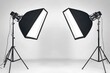 © Es - Two professional studio lights illuminate a space