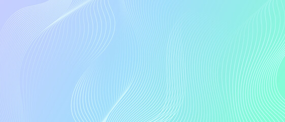Poster - Minimal abstract background with soft blue green gradient and flowing line
