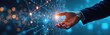 © Maryna - Businessman hand touches digital network. Connection concept, innovative technology. E-business, global trade, online platform, cyberspace, modern tech, data stream, ai, finance, future.