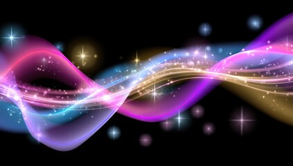 Poster - Abstract Glowing Light Streaks in Pink and Blue on Black, Representing Digital Innovation and Technological Advancement in Communication and Entertainment : Generative AI