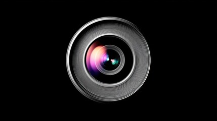 Poster - Camera Lens Close-Up on Black Background, Representing Photography Equipment and Technological Innovation for Creative Professionals : Generative AI