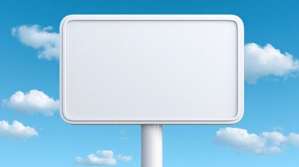 Poster - Blank White Billboard Against a Blue Sky With Clouds, Ideal for Outdoor Advertising and Public Announcements, Offering Space for Your Marketing Message : Generative AI