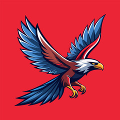 Wall Mural -  Eagle flying vector flat color mascot design style illustration,