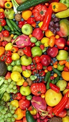 Aufkleber - Various Kind of Fresh Fruits and Vegetable. Camera Placed on Motion Control System. Filmed on High Speed Cinema Camera. Camera in Motion. Vertical Aspect Ratio.