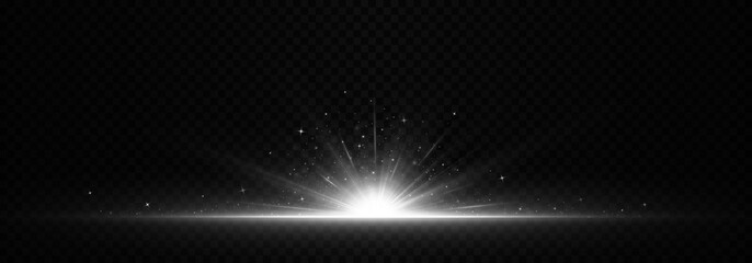 Wall Mural - bright flare with light rays, sparks, and explosive starburst effect. dynamic and glowing design.