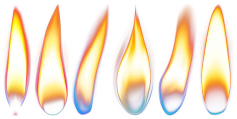 Wall Mural - png vibrant realistic candle flames, element set on transparent background