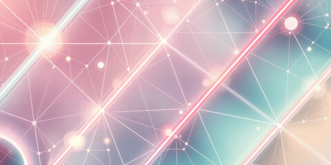 Abstract Pastel Network Background Design Digital Technology Connection Lines Pink Teal