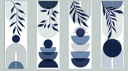 Wall Mural - botanical minimalist wall decor modern boho wall art set posters abstract boho rainbow prints vector