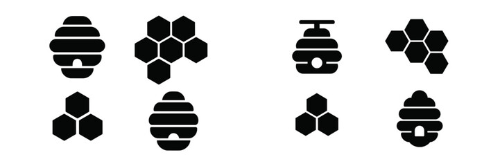 Fototapete - Creative black and white bee hive and honeycomb vector designs for branding and artistic projects