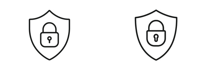Aufkleber - Two shield icons featuring padlocks representing security and protection symbols in a minimalistic design