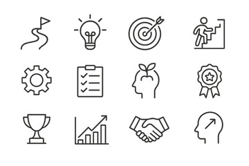 Aufkleber - Icons representing strategies for achieving personal and professional growth and success