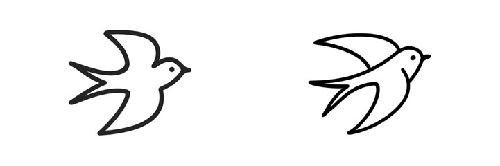 Poster - Simple bird illustrations depicting flight in a minimalistic style featuring two variations on a white background