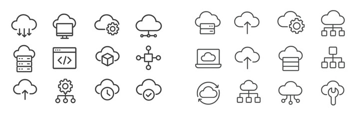 Leinwandbilder - Collection of cloud computing icons illustrating various technology concepts related to data storage and management