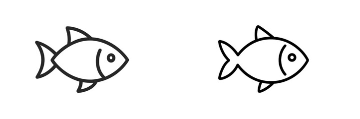 Fototapete - Fish illustrations in minimalist design showcasing playful aquatic life and simple forms in black and white