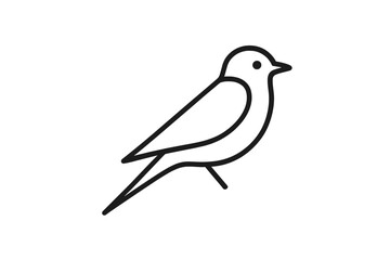 Poster - Simple black line drawing of a bird sitting on a branch in a minimalist style