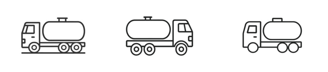 Aufkleber - Various designs of tanker trucks in simple outline style showcasing their shapes and features in a minimalistic format