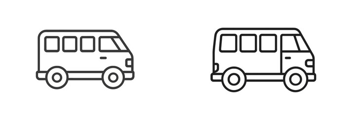 Fototapete - Two simple illustrations of vans in side view showing different designs and styles for visual comparison