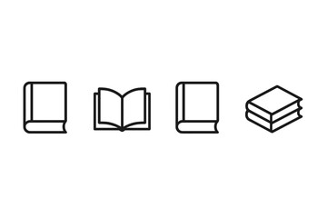 Aufkleber - Different styles of books with varying orientations and designs displayed in simple line art