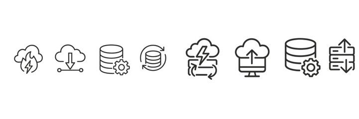 Leinwandbilder - Cloud data management icons illustrating various processes for efficient file transfer and storage