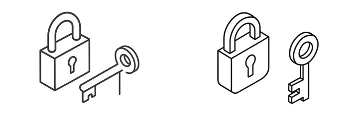Aufkleber - Detailed illustration of lock and key symbols showcasing security concepts and design elements