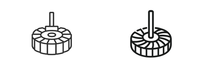 Poster - High-quality artistic sketches of a spinning top design in black and white illustrating motion and craftsmanship