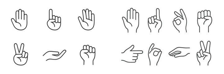 Aufkleber - Many hand gestures arranged in a grid highlighting various signals and meanings in communication