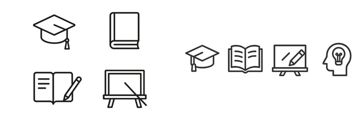Aufkleber - Educational symbols and tools representing learning, knowledge, and academic success in a minimalist design