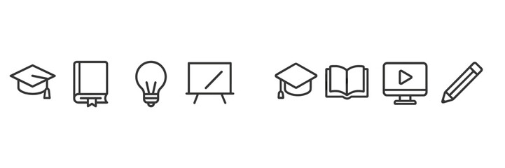 Aufkleber - Collection of educational icons representing learning, teaching, and academic themes in a modern, minimalist design