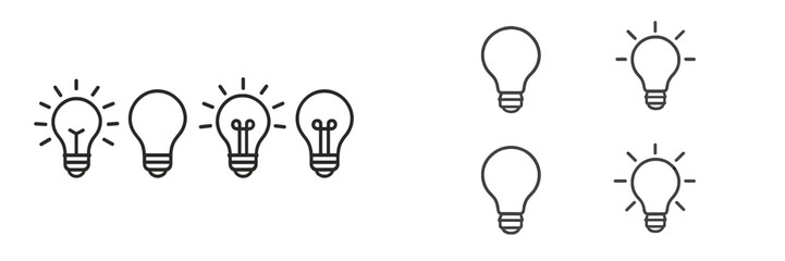 Fototapete - Light bulbs in varying states of glow illustrate concepts of creativity and innovation in design and brainstorming at an office